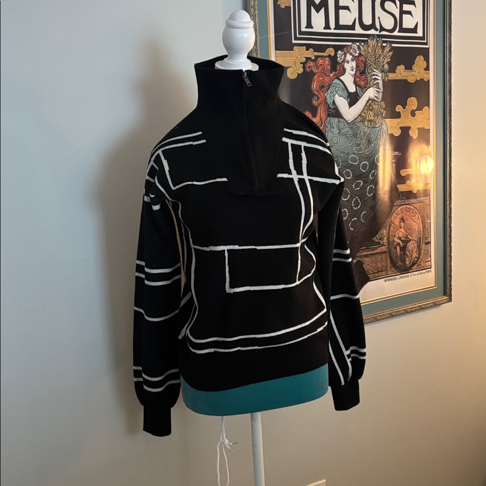 Black and White Geometric Sweater